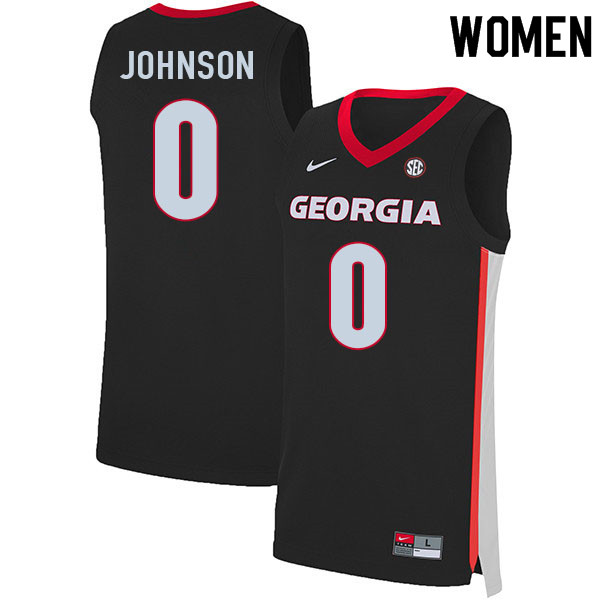 Women #0 K.D. Johnson Georgia Bulldogs College Basketball Jerseys Sale-Black
